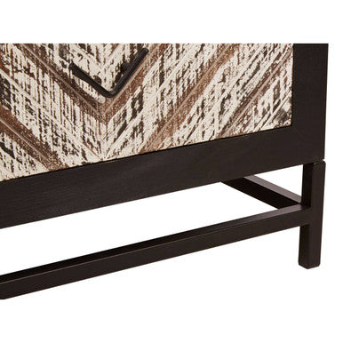Lombok Rustic Chevron Design 2 Drawer Bedside Table