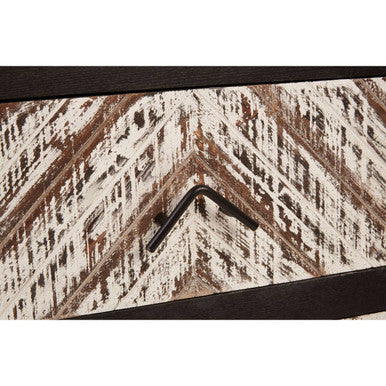 Lombok Rustic Chevron Design 2 Drawer Bedside Table