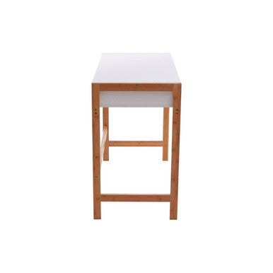 Rostok White and Natural Bamboo 1 Drawer Desk
