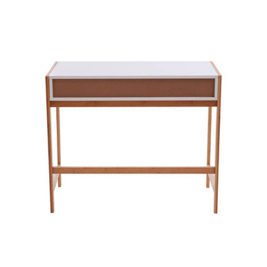 Rostok White and Natural Bamboo 1 Drawer Desk