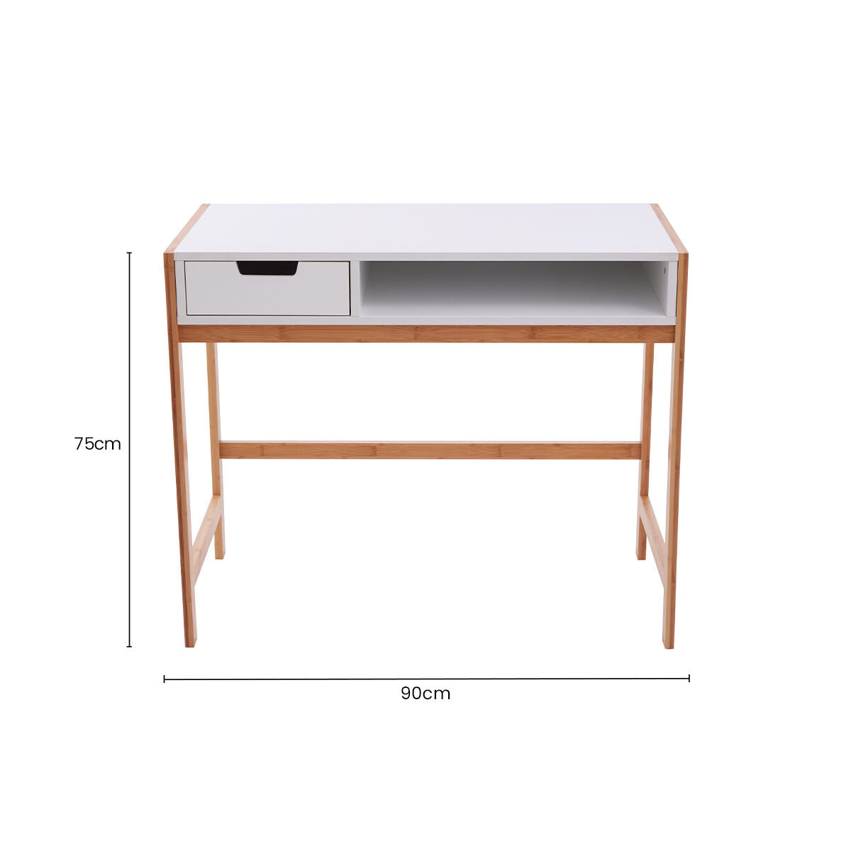 Rostok White and Natural Bamboo 1 Drawer Desk