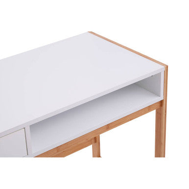 Rostok White and Natural Bamboo 1 Drawer Desk