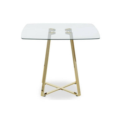 Metropolitan Clear Glass Square Dining Table with Gold Finish Legs