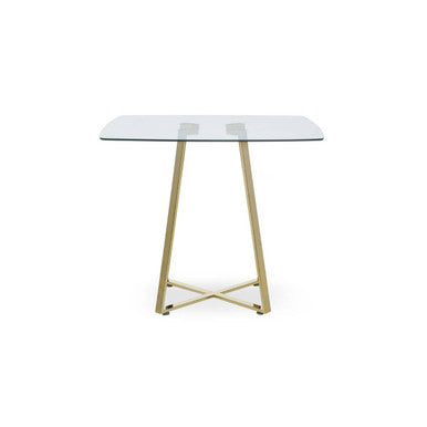 Metropolitan Clear Glass Square Dining Table with Gold Finish Legs