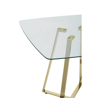 Metropolitan Clear Glass Square Dining Table with Gold Finish Legs