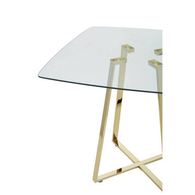 Metropolitan Clear Glass Square Dining Table with Gold Finish Legs