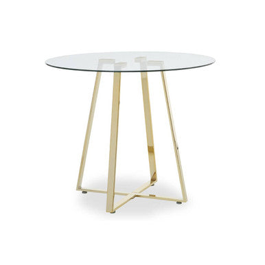 Metropolitan Clear Glass Round Dining Table with Gold Finish Legs