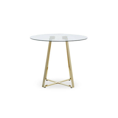 Metropolitan Clear Glass Round Dining Table with Gold Finish Legs