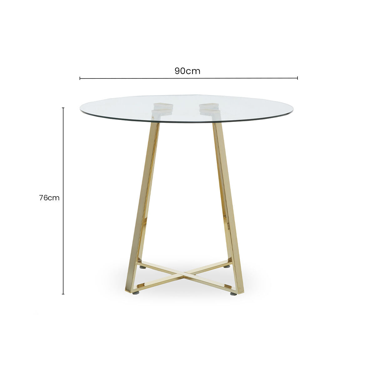 Metropolitan Clear Glass Round Dining Table with Gold Finish Legs