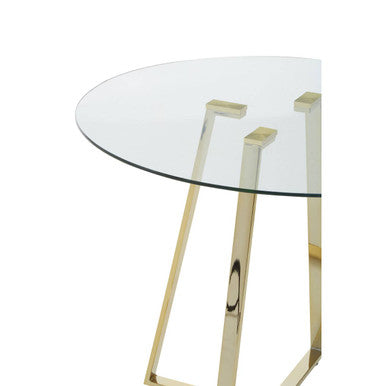 Metropolitan Clear Glass Round Dining Table with Gold Finish Legs