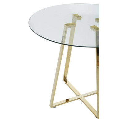 Metropolitan Clear Glass Round Dining Table with Gold Finish Legs