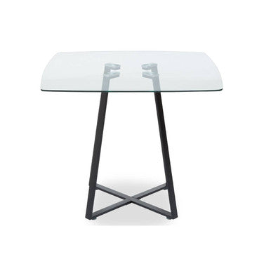 Metropolitan Clear Glass Square Dining Table with Black Finish Legs