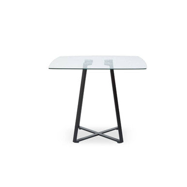 Metropolitan Clear Glass Square Dining Table with Black Finish Legs