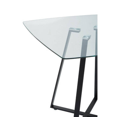 Metropolitan Clear Glass Square Dining Table with Black Finish Legs
