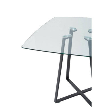 Metropolitan Clear Glass Square Dining Table with Black Finish Legs