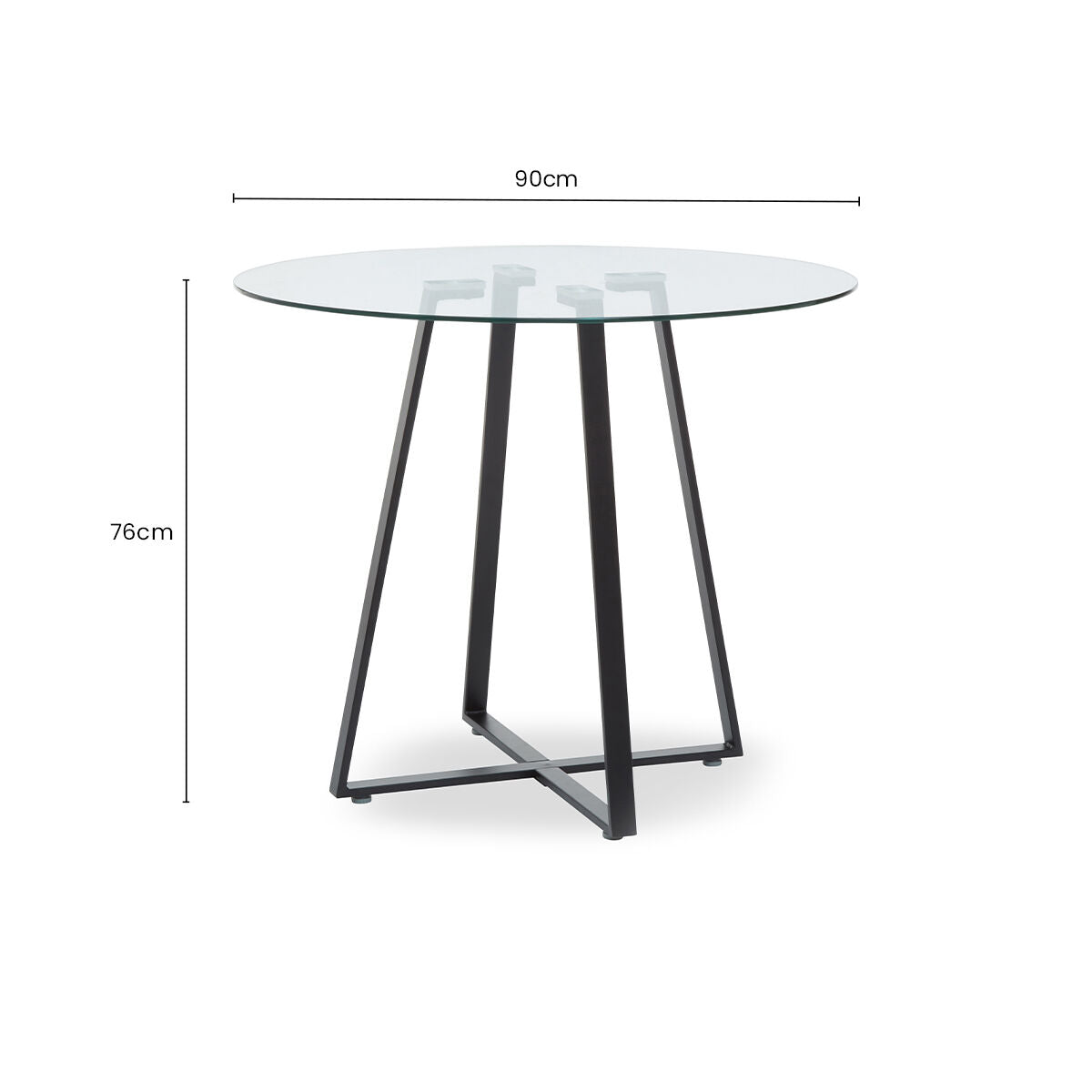 Metropolitan Clear Glass Round Dining Table with Black Finish Legs