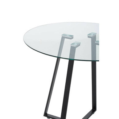 Metropolitan Clear Glass Round Dining Table with Black Finish Legs