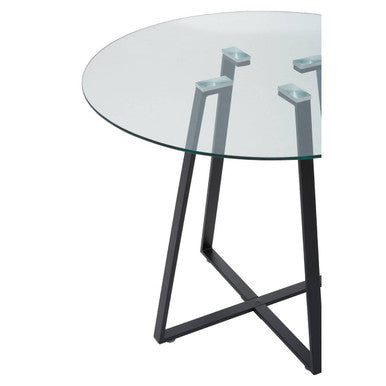 Metropolitan Clear Glass Round Dining Table with Black Finish Legs