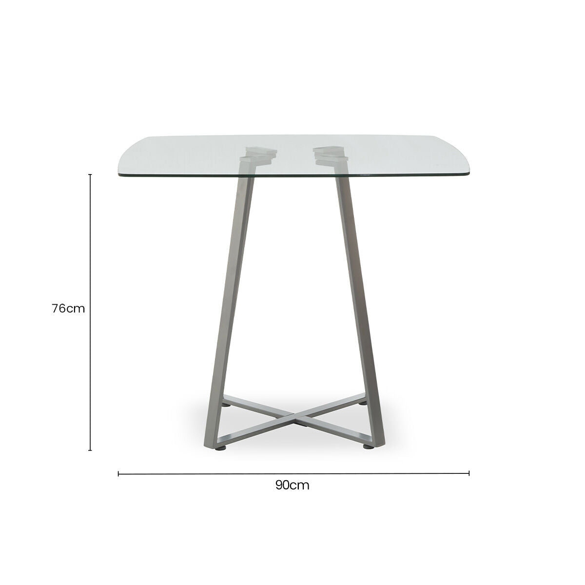 Metropolitan Clear Glass Square Dining Table with Grey Finish Legs