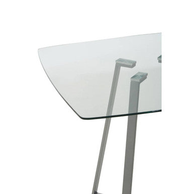 Metropolitan Clear Glass Square Dining Table with Grey Finish Legs