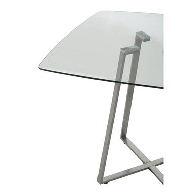 Metropolitan Clear Glass Square Dining Table with Grey Finish Legs