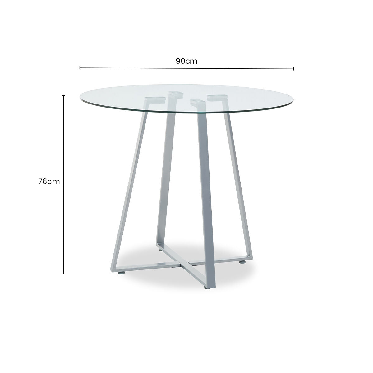 Metropolitan Clear Glass Round Dining Table with Grey Finish Legs