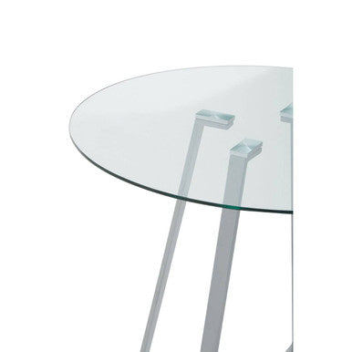 Metropolitan Clear Glass Round Dining Table with Grey Finish Legs
