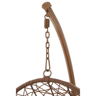 Goa Brown Rattan Hanging Chair with Grey Cushions