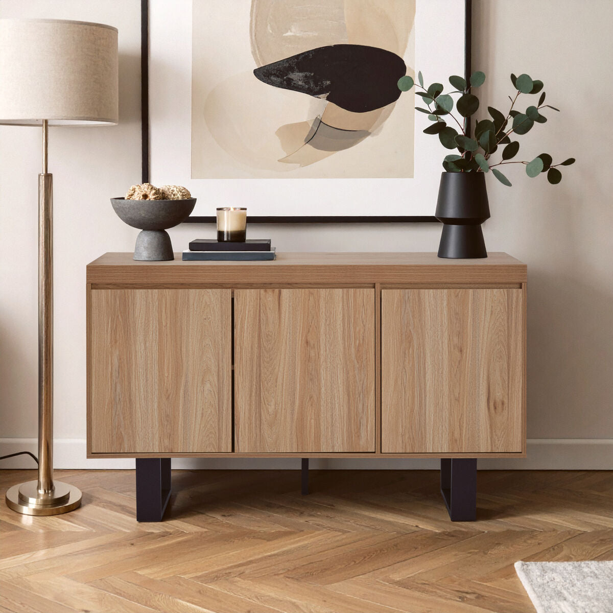 Oakton Natural Wood Effect 3 Door Sideboard