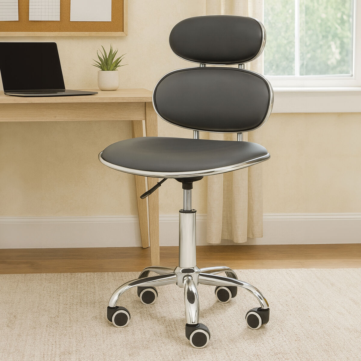 Fran Black Leather Effect Home Office Chair