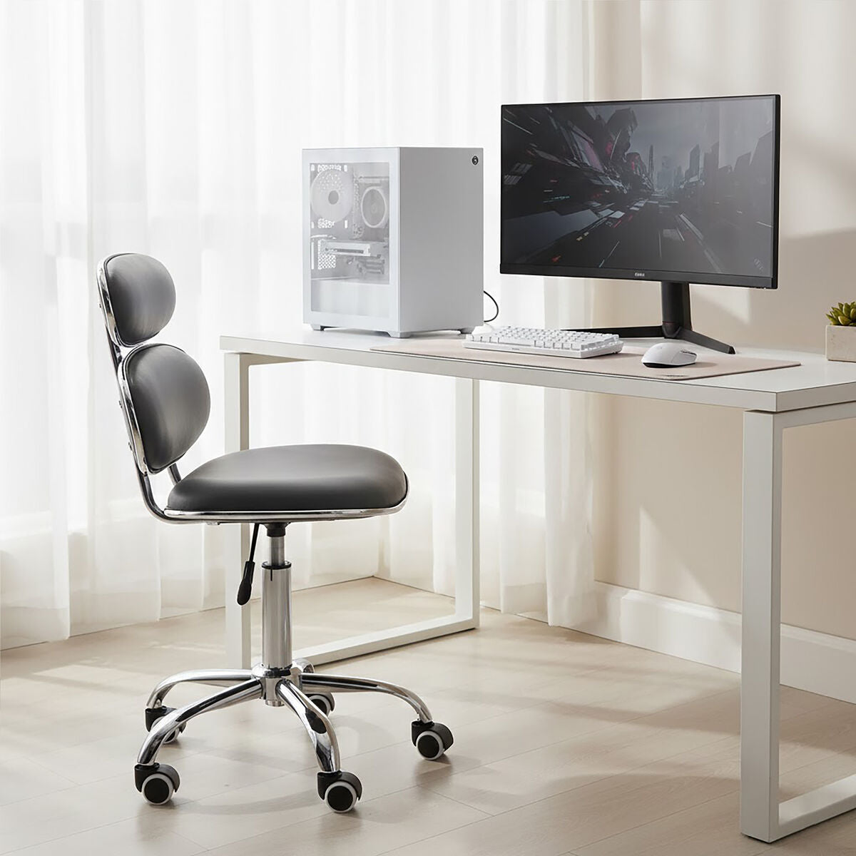 Fran Grey Leather Effect Home Office Chair