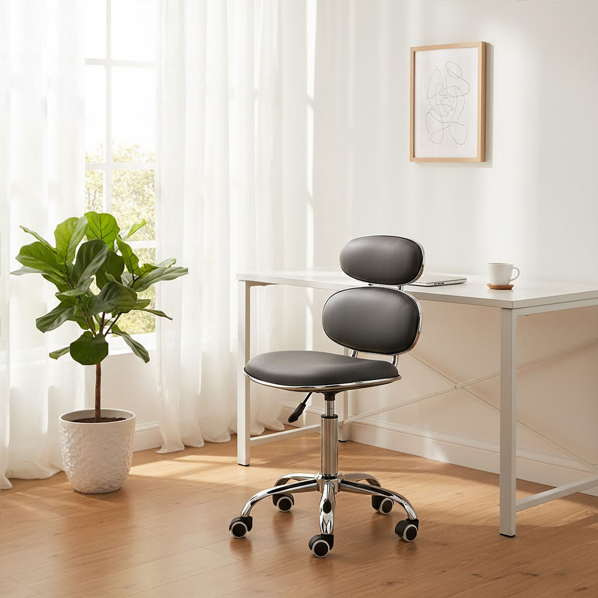 Fran Grey Leather Effect Home Office Chair