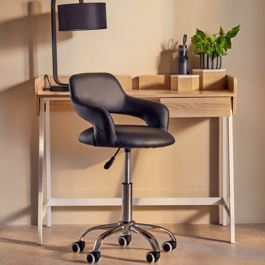 Fionna Black Leather Effect Curved Back Home Office Chair