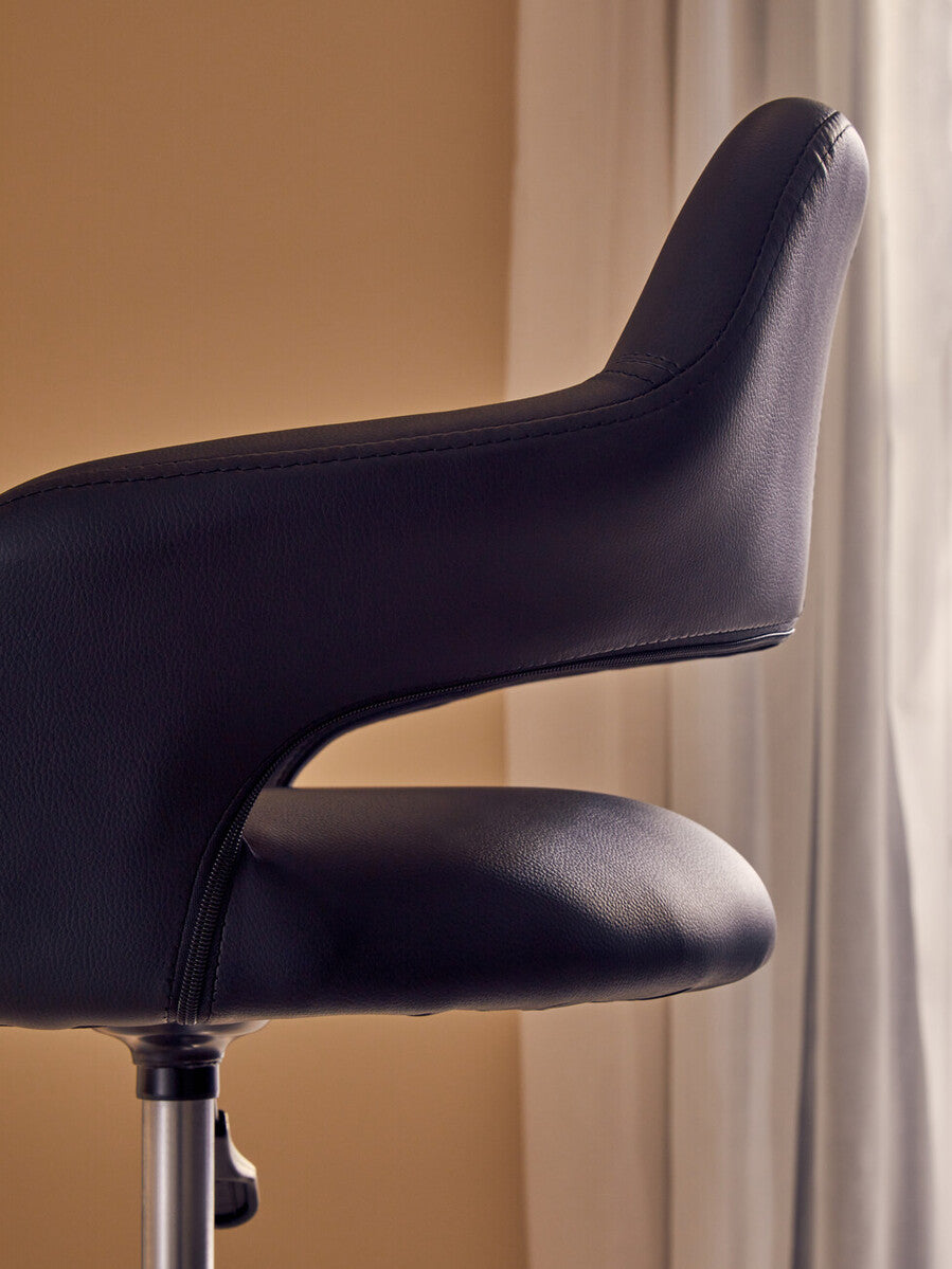 Fionna Black Leather Effect Curved Back Home Office Chair