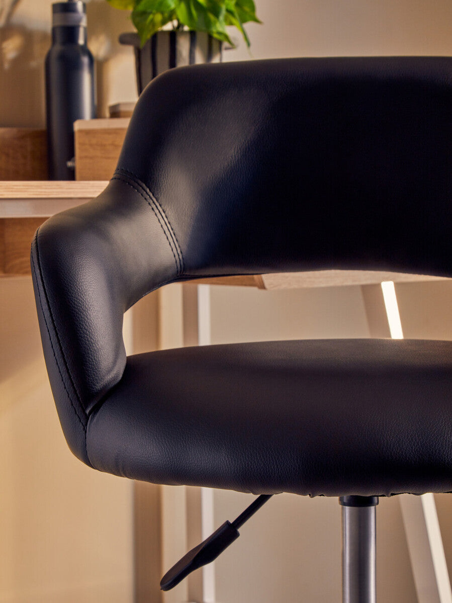 Fionna Black Leather Effect Curved Back Home Office Chair