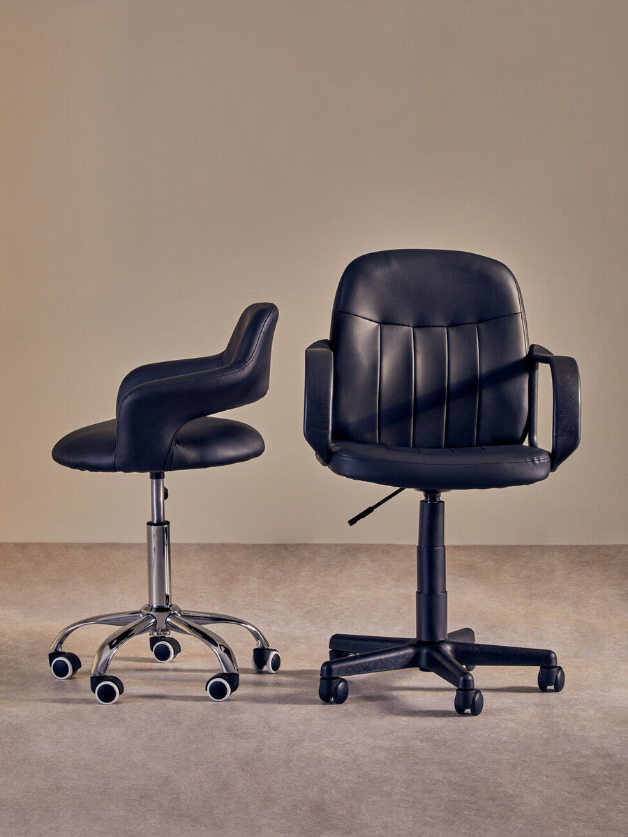 Fionna Black Leather Effect Curved Back Home Office Chair