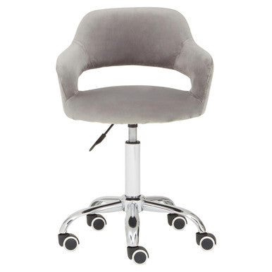 Fionna Grey Velvet Curved Back Home Office Chair