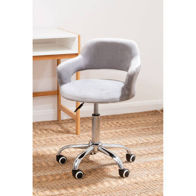 Fionna Grey Velvet Curved Back Home Office Chair