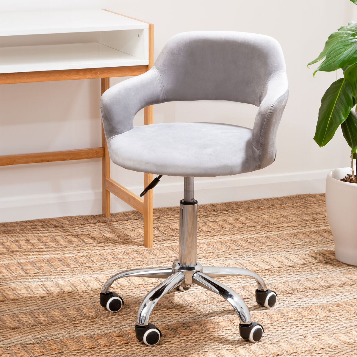 Fionna Grey Velvet Curved Back Home Office Chair