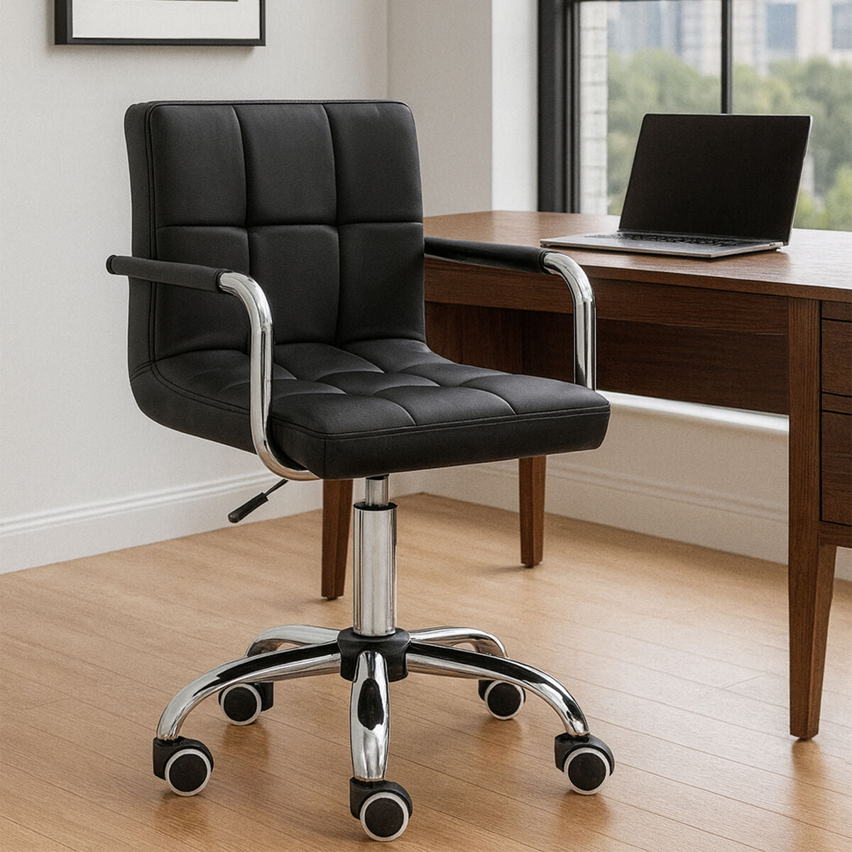 Finn Black Leather Effect Home Office Chair