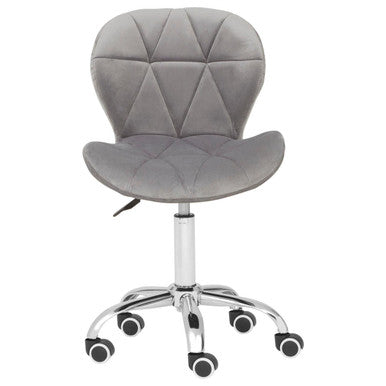 Franki Grey Velvet Quilted Home Office Chair