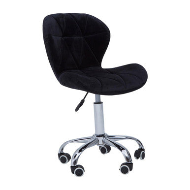Franki Black Velvet Quilted Home Office Chair
