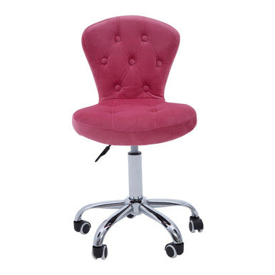 Fayth Pink Velvet Button Tufted Home Office Chair
