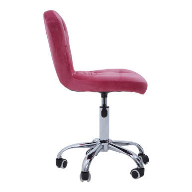 Fayth Pink Velvet Button Tufted Home Office Chair