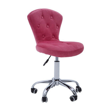 Fayth Pink Velvet Button Tufted Home Office Chair