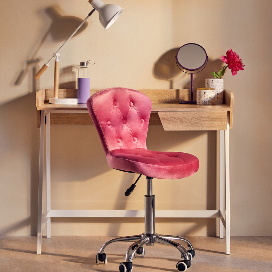 Fayth Pink Velvet Button Tufted Home Office Chair
