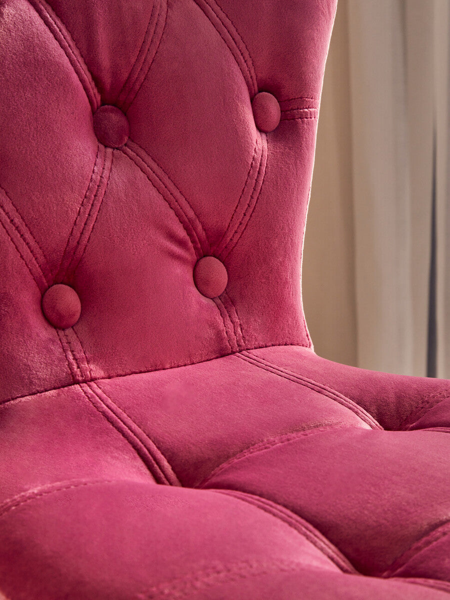 Fayth Pink Velvet Button Tufted Home Office Chair