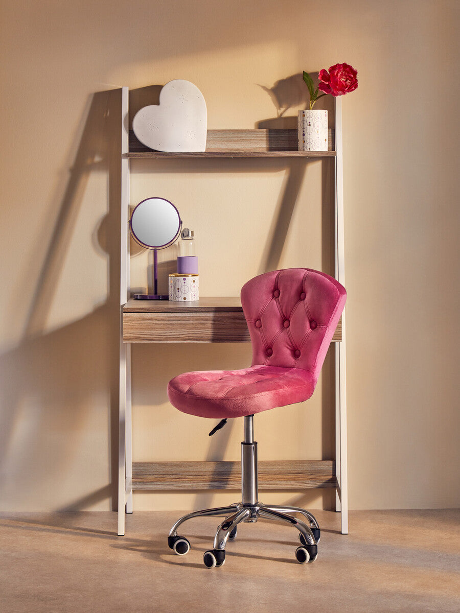 Fayth Pink Velvet Button Tufted Home Office Chair