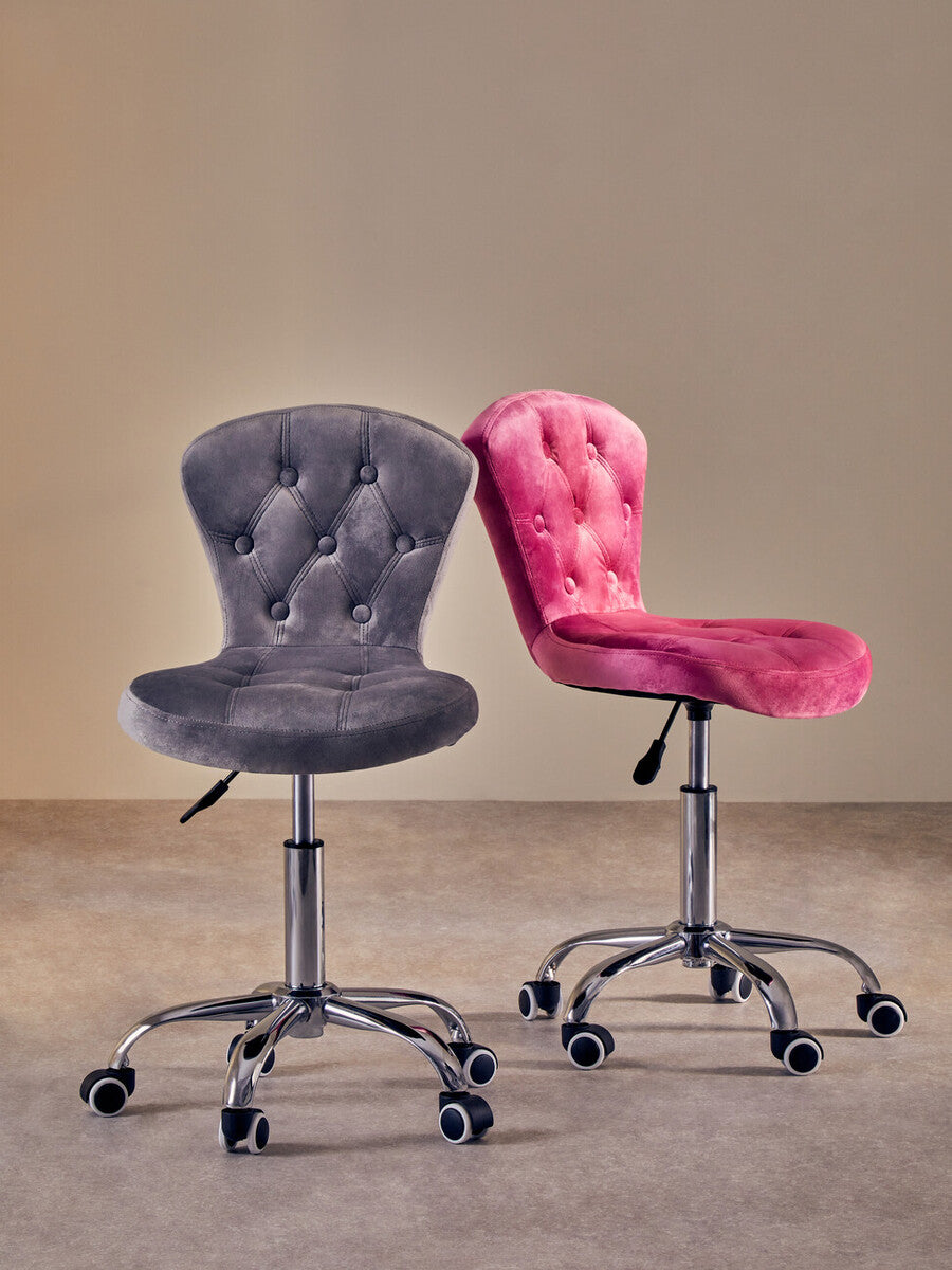 Fayth Pink Velvet Button Tufted Home Office Chair