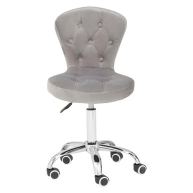 Fayth Grey Velvet Button Tufted Home Office Chair